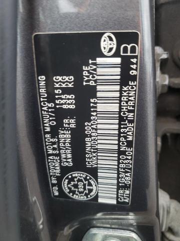 2015 TOYOTA YARIS VNKKTUD38FA034175