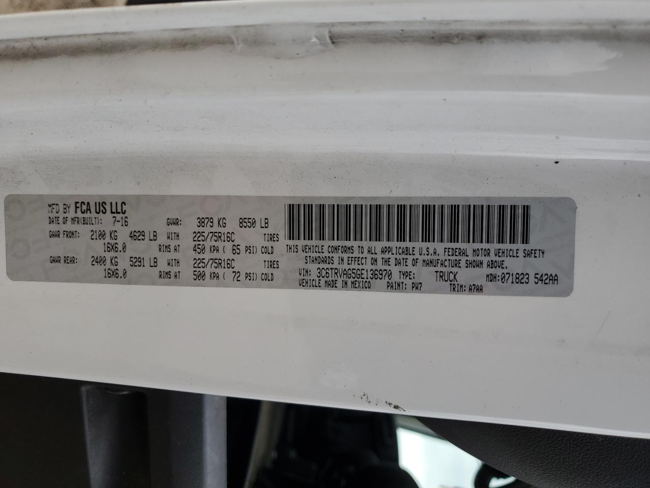 RAM PROMASTER 1500 STANDARD