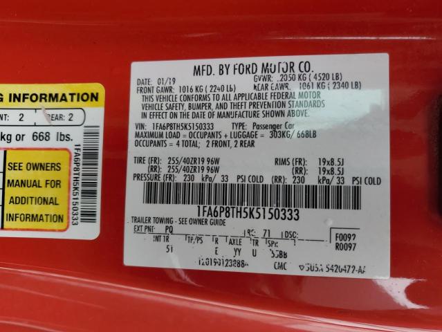 2019 FORD MUSTANG - 1FA6P8TH5K5150333