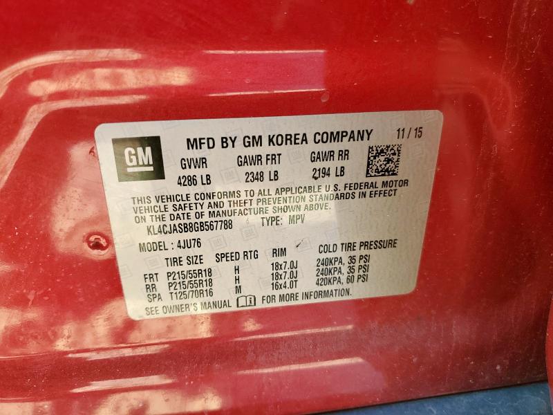 2016 BUICK ENCORE KL4CJASB8GB567788