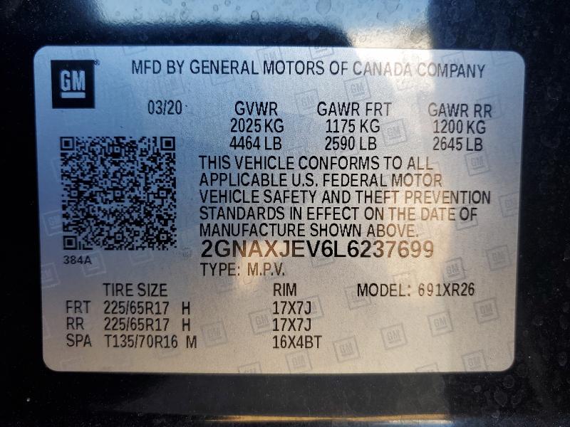 2020 CHEVROLET EQUINOX LT #3286645342