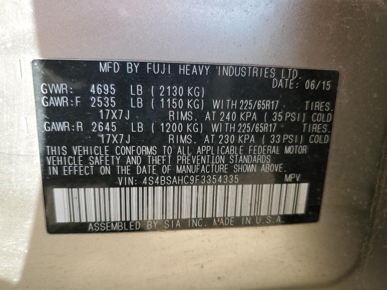 SUBARU OUTBACK 2.5I PREMIUM