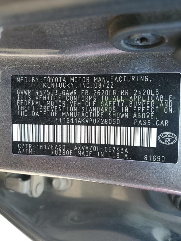 2023 TOYOTA CAMRY SE N 4T1G11AK4PU728050