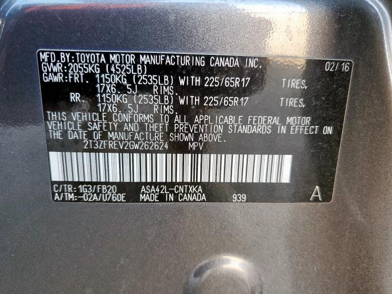 2016 TOYOTA RAV4 LE - 2T3ZFREV2GW262624