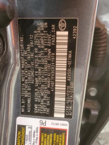 2012 TOYOTA CAMRY BASE - 4T4BF1FK9CR241978