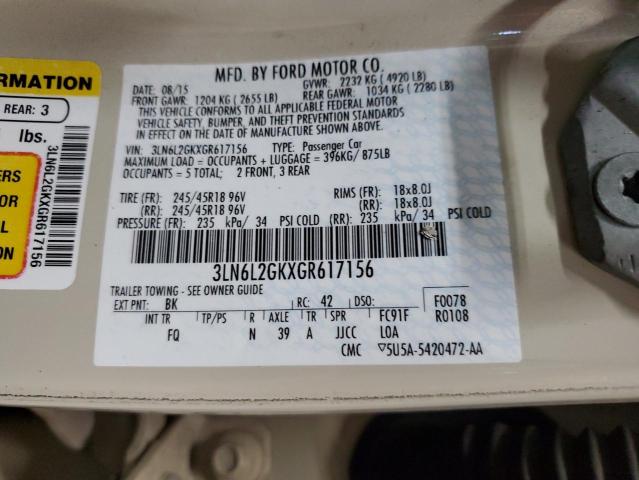 2016 LINCOLN MKZ 3LN6L2GKXGR617156