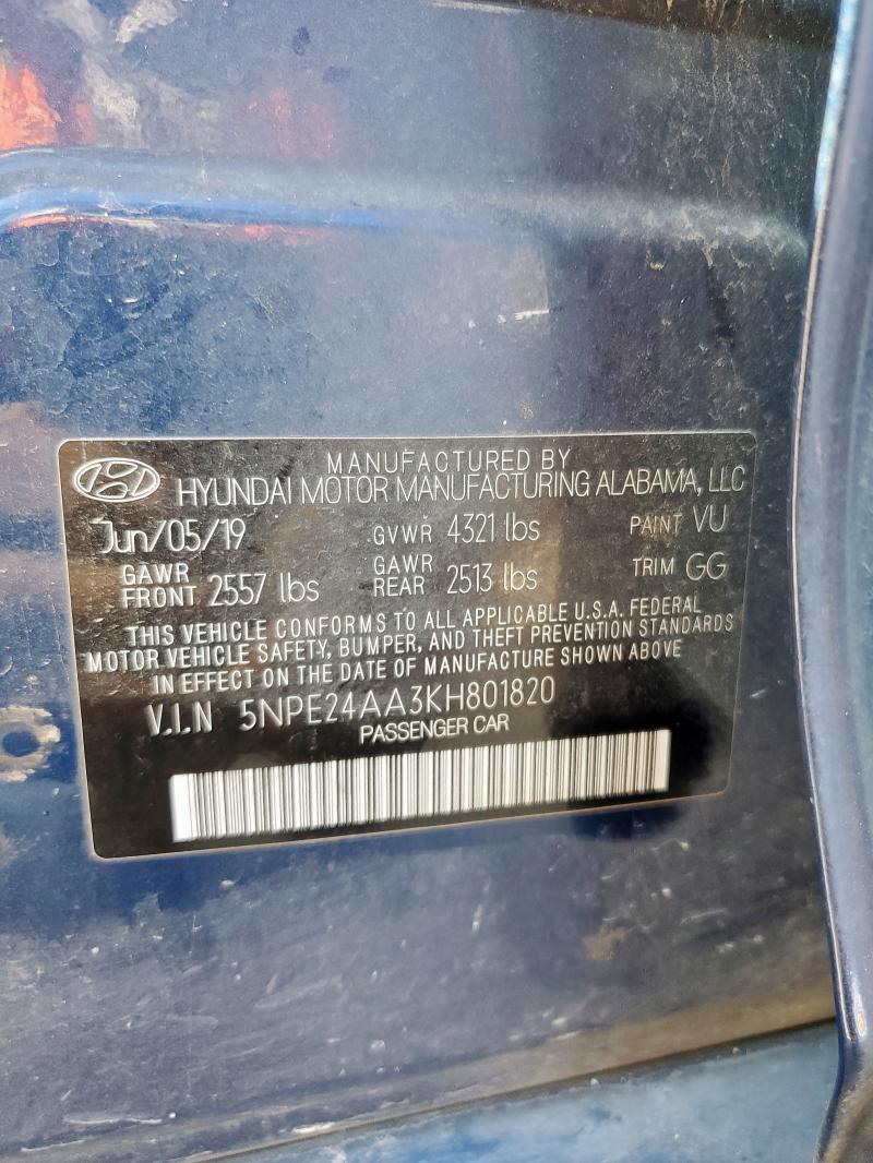 2019 HYUNDAI SONATA ECO 5NPE24AA3KH801820