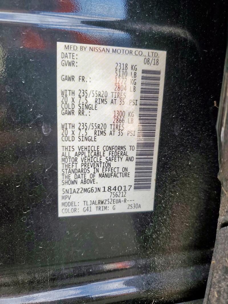 2018 NISSAN MURANO S 5N1AZ2MG6JN184017