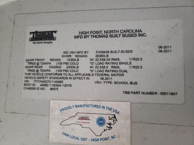 2012 THOMAS SAF-T-LINER HDX #3274736871