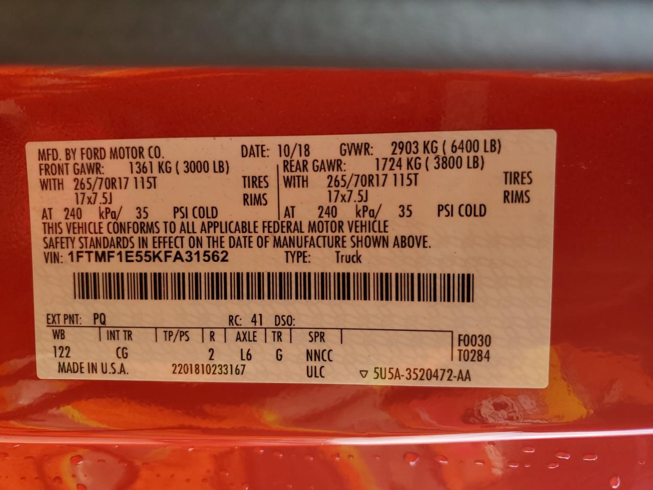 Lot #3297219392 2019 FORD F150