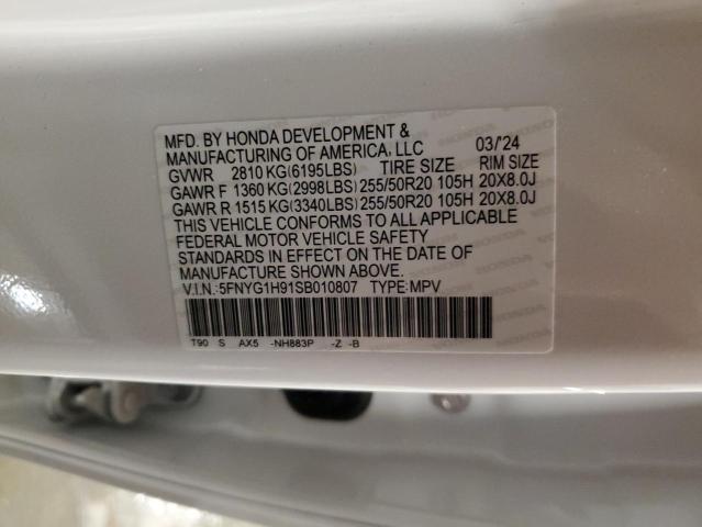 2025 HONDA PILOT BLAC 5FNYG1H91SB010807