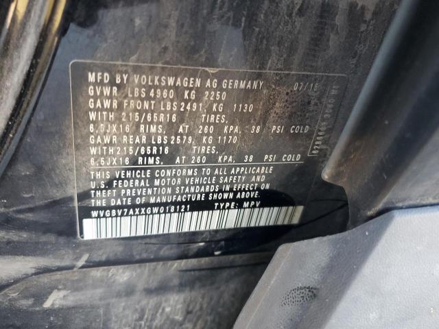 2016 VOLKSWAGEN TIGUAN S WVGBV7AXXGW018121