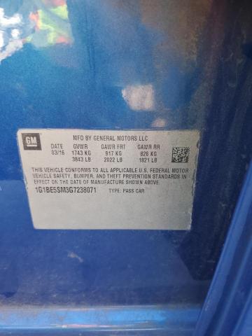 2016 CHEVROLET CRUZE LT 1G1BE5SM3G7238071