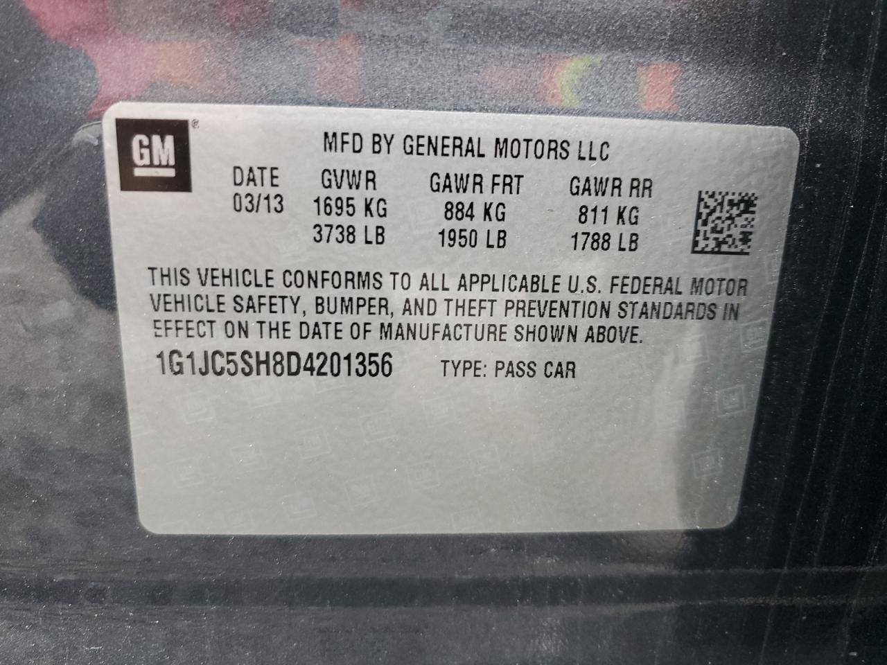 Lot #3302798999 2013 CHEVROLET SONIC LT