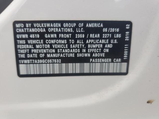 2016 VOLKSWAGEN PASSAT SE - 1VWBT7A39GC057532