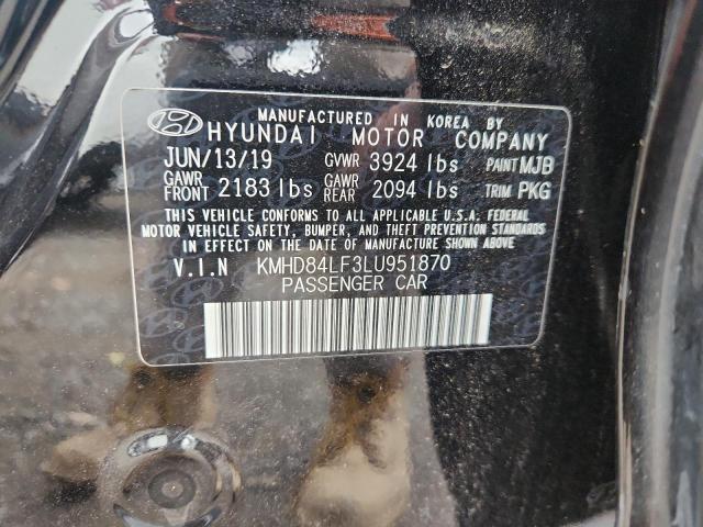 2020 HYUNDAI ELANTRA SEL KMHD84LF3LU951870