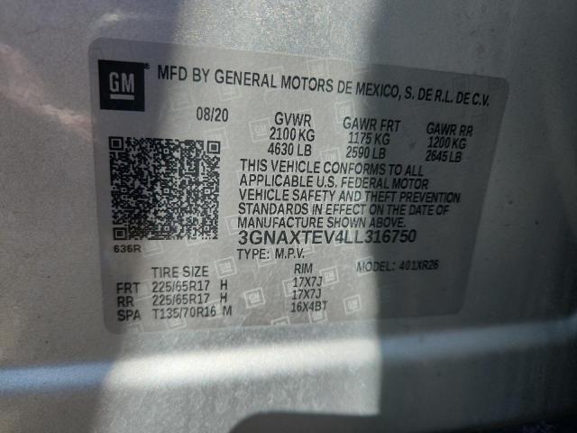 2020 CHEVROLET EQUINOX LT 3GNAXTEV4LL316750