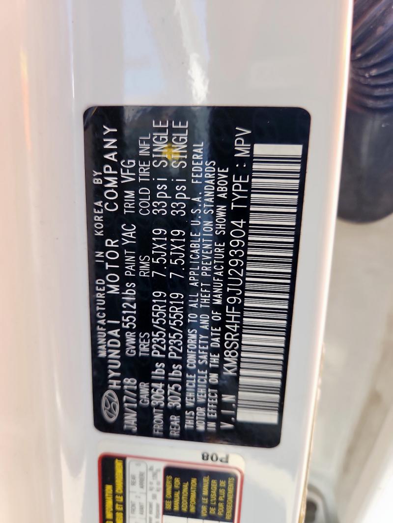 2018 HYUNDAI SANTA FE S - KM8SR4HF9JU293904