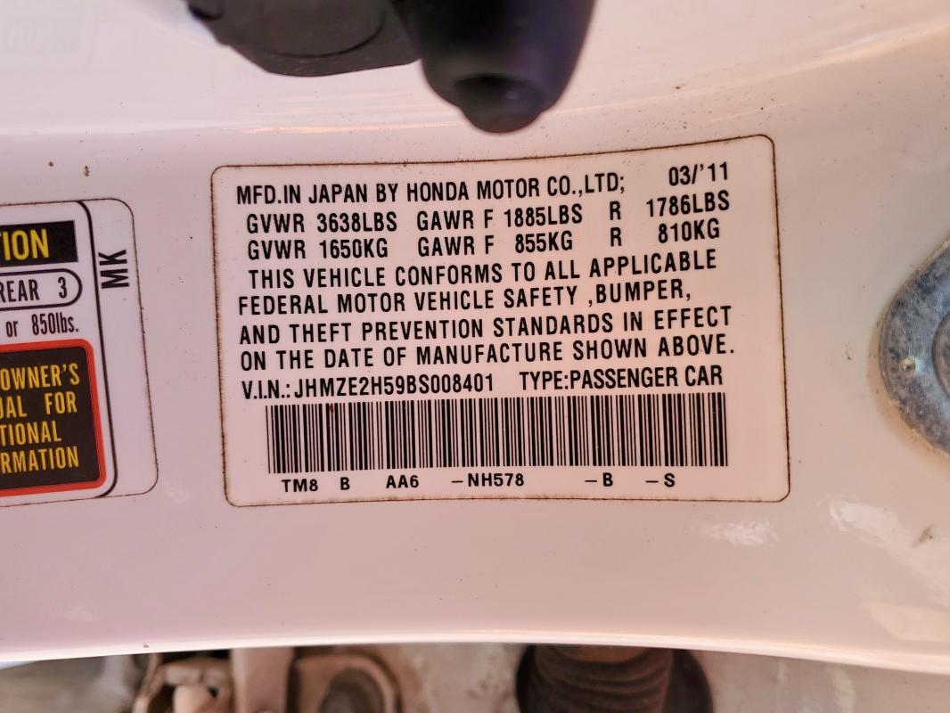 2011 HONDA INSIGHT LX - JHMZE2H59BS008401