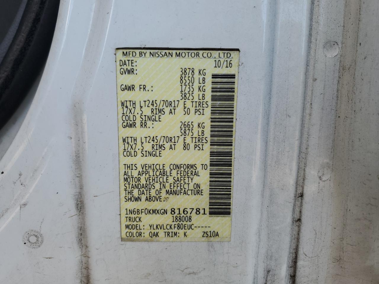 NISSAN NV1500 1500 S