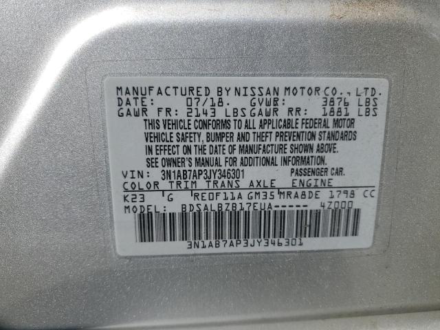 2018 NISSAN SENTRA S 3N1AB7AP3JY346301