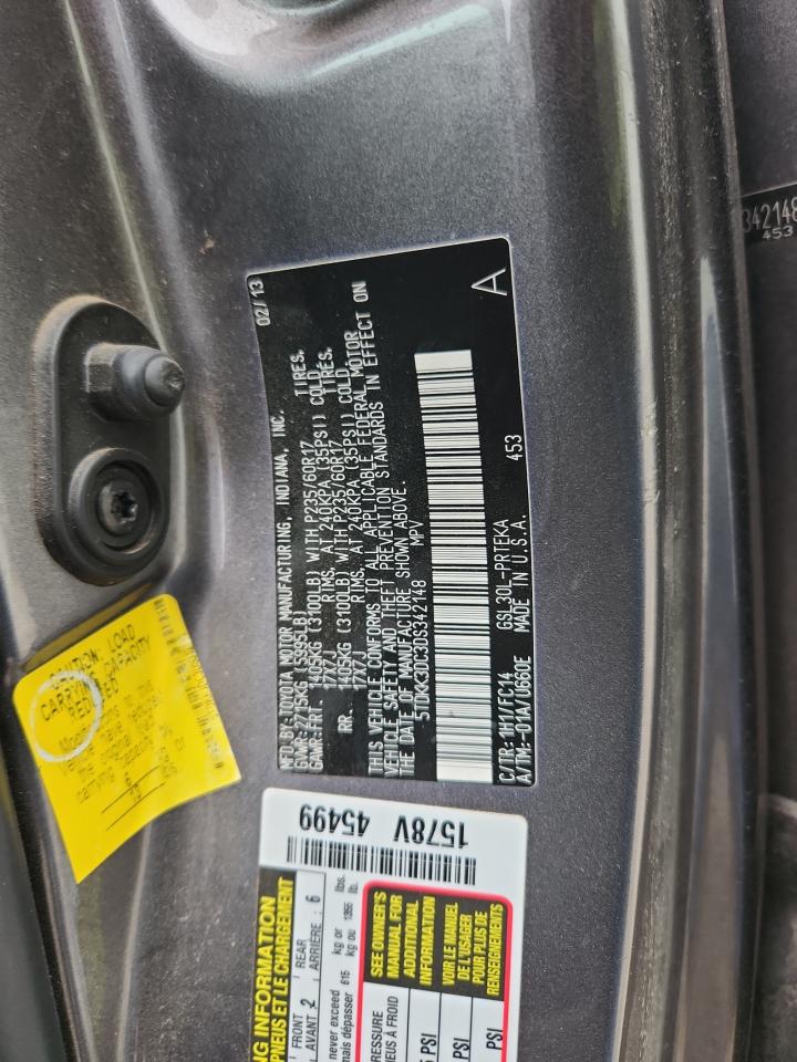 Lot #3283820414 2013 TOYOTA SIENNA LE