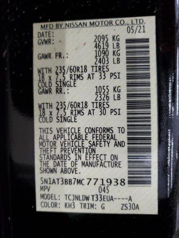 2021 NISSAN ROGUE SV 5N1AT3BB7MC771938