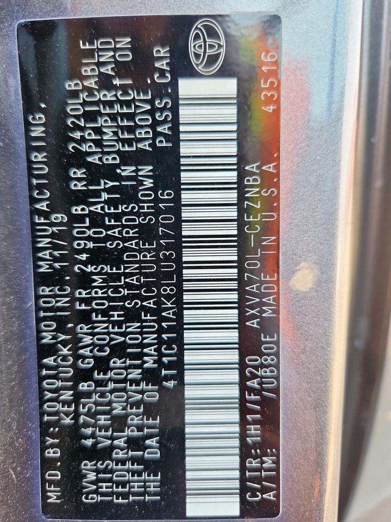 2020 TOYOTA CAMRY LE - 4T1C11AK8LU317016