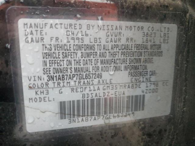 2016 NISSAN SENTRA S - 3N1AB7AP7GL657249