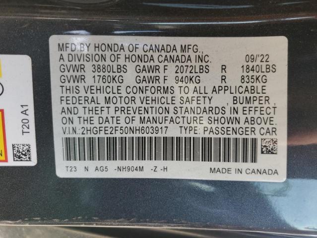 2022 HONDA CIVIC SPOR #3284913977