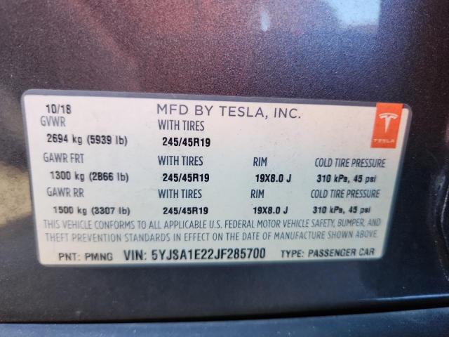 2018 TESLA MODEL S - 5YJSA1E22JF285700