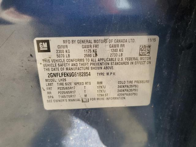 2016 CHEVROLET EQUINOX LT 2GNFLFEK9G6182854