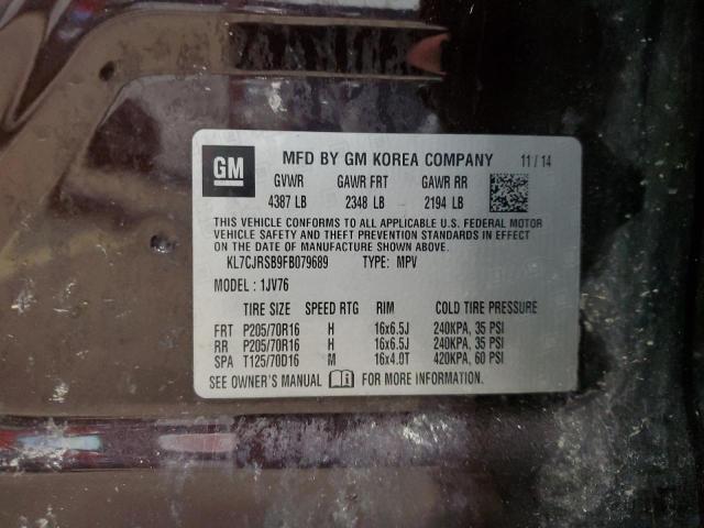 2015 CHEVROLET TRAX 1LT KL7CJRSB9FB079689