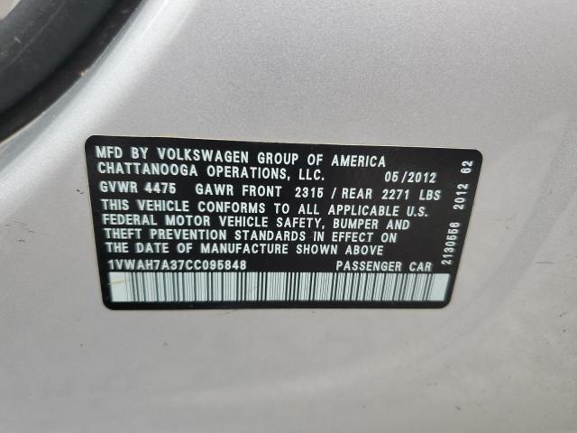 2012 VOLKSWAGEN PASSAT S #3279729996