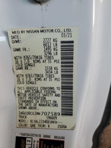 2021 NISSAN FRONTIER S 1N6ED0CE2MN707589