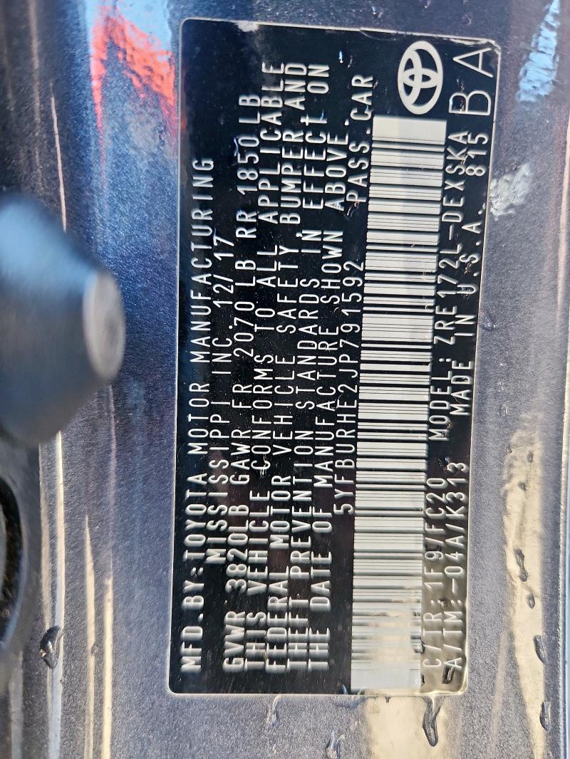 2018 TOYOTA COROLLA SE - 5YFBURHE2JP791592