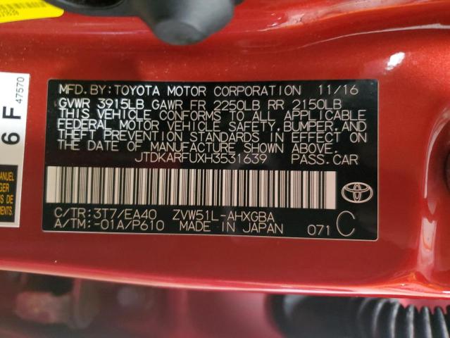 2017 TOYOTA PRIUS - JTDKARFUXH3531639