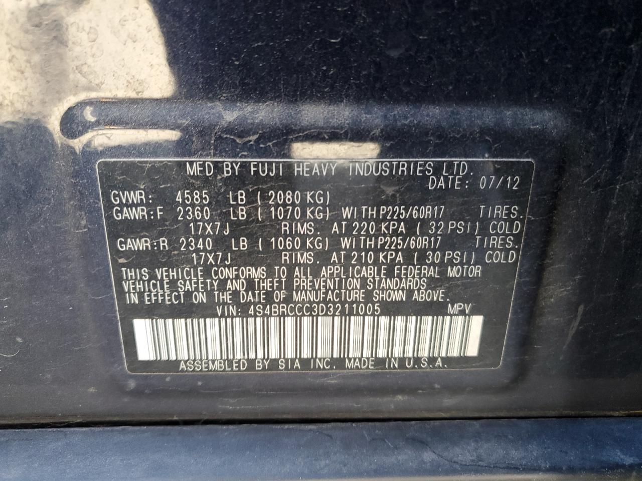 SUBARU OUTBACK 2.5I PREMIUM