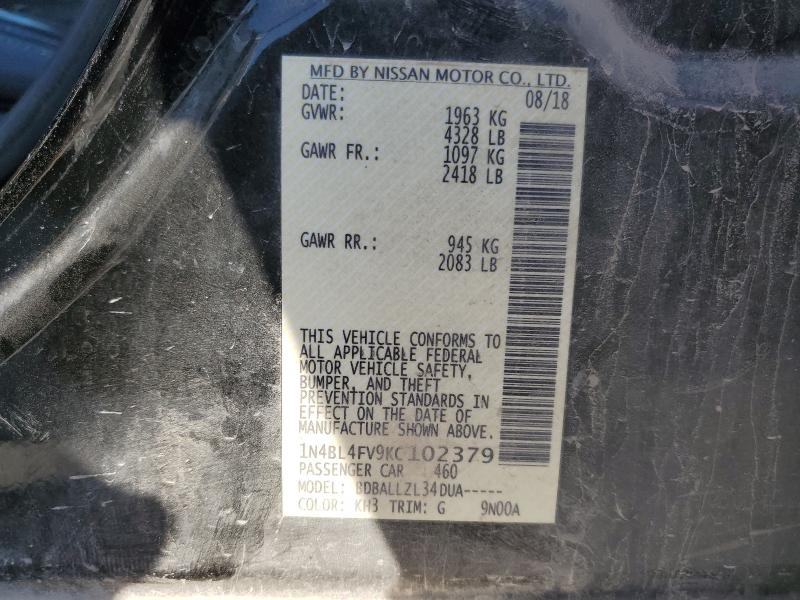 2019 NISSAN ALTIMA PLA 1N4BL4FV9KC102379