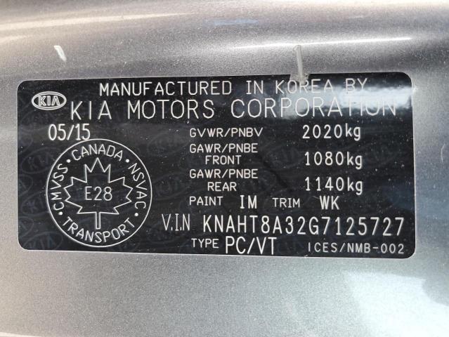 2016 KIA RONDO KNAHT8A32G7125727