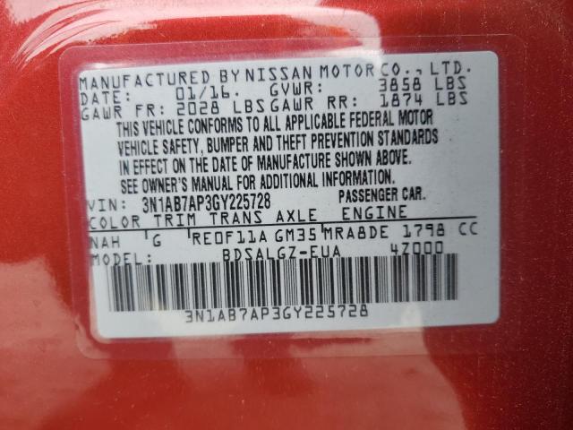 2016 NISSAN SENTRA 3N1AB7AP3GY225728