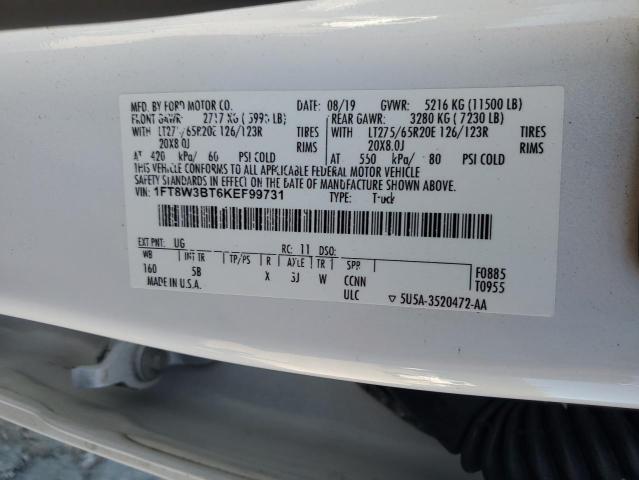 2019 FORD F350 SUPER - 1FT8W3BT6KEF99731