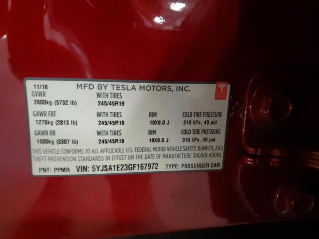 2016 TESLA MODEL S 5YJSA1E23GF167972