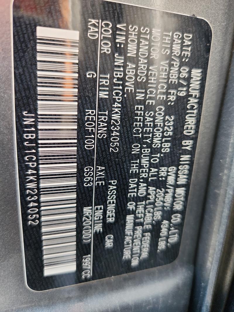 2019 NISSAN ROGUE SPOR - JN1BJ1CP4KW234052