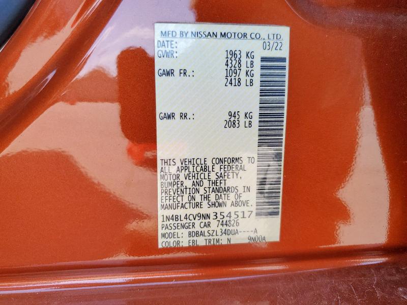 2022 NISSAN ALTIMA SR - 1N4BL4CV9NN354517