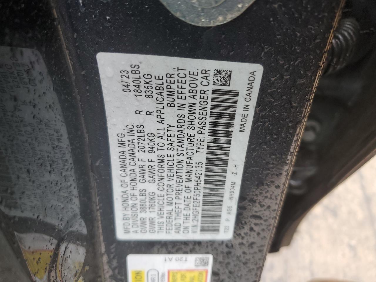 Lot #3303648935 2023 HONDA CIVIC SPOR