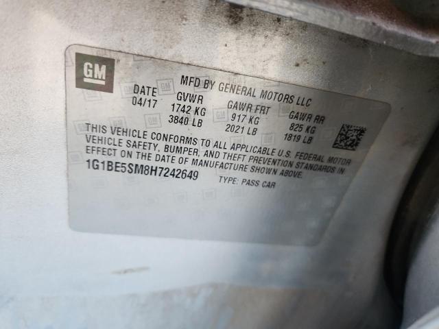 2017 CHEVROLET CRUZE LT - 1G1BE5SM8H7242649