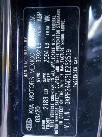 2020 KIA FORTE FE #3292484685