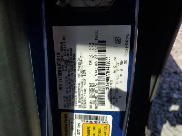 2017 FORD FUSION SE - 3FA6P0H77HR412036