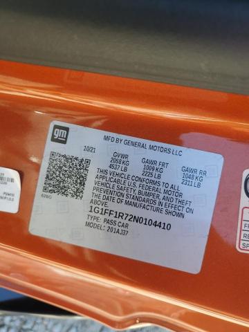 2022 CHEVROLET CAMARO LT1 1G1FF1R72N0104410